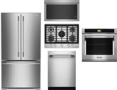5 Piece Package Includes Refrigerator, Cooktop, Wall Oven, Microwave And Dishwasher