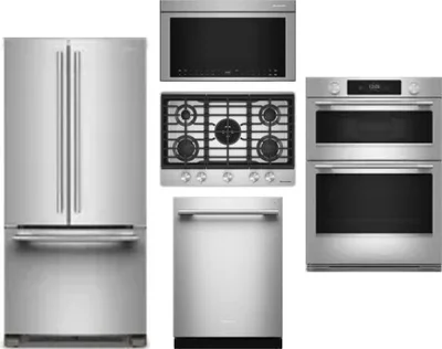 5 Piece Package Includes Refrigerator, Cooktop, Wall Oven, Microwave And Dishwasher
