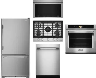 5 Piece Package Includes Refrigerator, Cooktop, Wall Oven, Microwave And Dishwasher