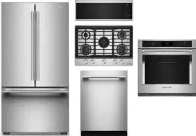 5 Piece Package Includes Refrigerator, Cooktop, Wall Oven, Microwave And Dishwasher