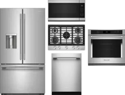 5 Piece Package Includes Refrigerator, Cooktop, Wall Oven, Microwave And Dishwasher
