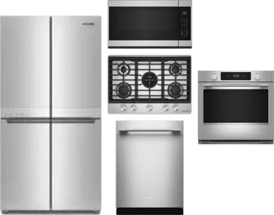 5 Piece Package Includes Refrigerator, Cooktop, Wall Oven, Microwave And Dishwasher