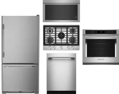 5 Piece Package Includes Refrigerator, Cooktop, Wall Oven, Microwave And Dishwasher