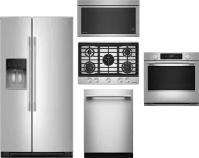 5 Piece Package Includes Refrigerator, Cooktop, Wall Oven, Microwave And Dishwasher