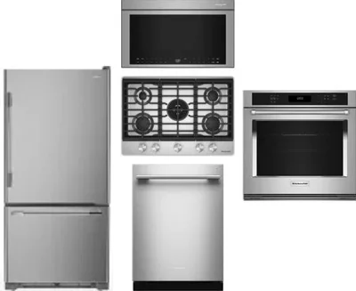 5 Piece Package Includes Refrigerator, Cooktop, Wall Oven, Microwave And Dishwasher