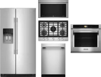 5 Piece Package Includes Refrigerator, Cooktop, Wall Oven, Microwave And Dishwasher