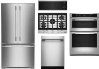 5 Piece Package Includes Refrigerator, Cooktop, Wall Oven, Microwave And Dishwasher