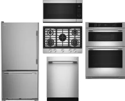 5 Piece Package Includes Refrigerator, Cooktop, Wall Oven, Microwave And Dishwasher