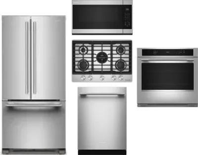 5 Piece Package Includes Refrigerator, Cooktop, Wall Oven, Microwave And Dishwasher