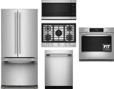 5 Piece Package Includes Refrigerator, Cooktop, Wall Oven, Microwave And Dishwasher