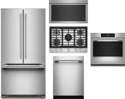 5 Piece Package Includes Refrigerator, Cooktop, Wall Oven, Microwave And Dishwasher