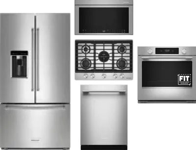 5 Piece Package Includes Refrigerator, Cooktop, Wall Oven, Microwave And Dishwasher