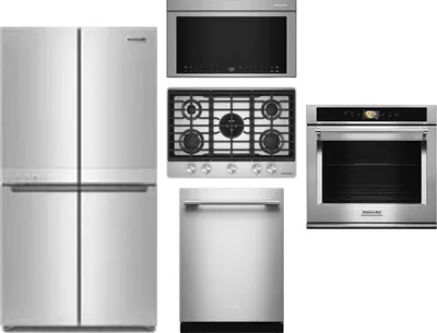 5 Piece Package Includes Refrigerator, Cooktop, Wall Oven, Microwave And Dishwasher