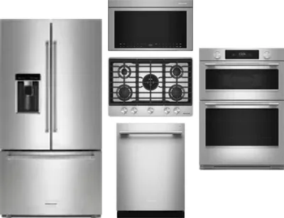 5 Piece Package Includes Refrigerator, Cooktop, Wall Oven, Microwave And Dishwasher