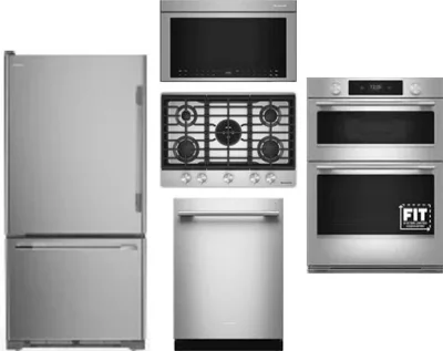 5 Piece Package Includes Refrigerator, Cooktop, Wall Oven, Microwave And Dishwasher