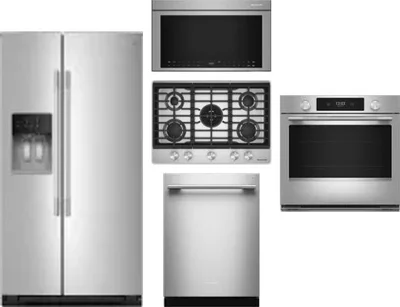 5 Piece Package Includes Refrigerator, Cooktop, Wall Oven, Microwave And Dishwasher