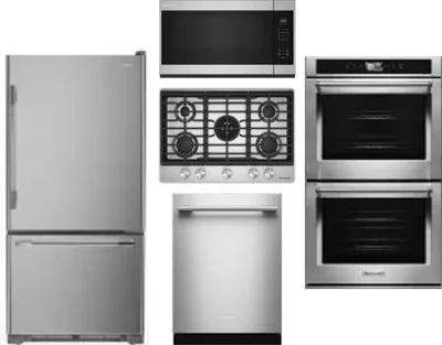 5 Piece Package Includes Refrigerator, Cooktop, Wall Oven, Microwave And Dishwasher