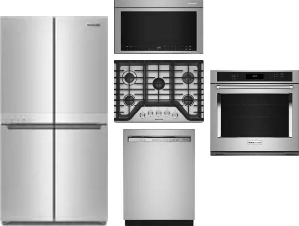 5 Piece Package Includes Refrigerator, Cooktop, Wall Oven, Microwave And Dishwasher