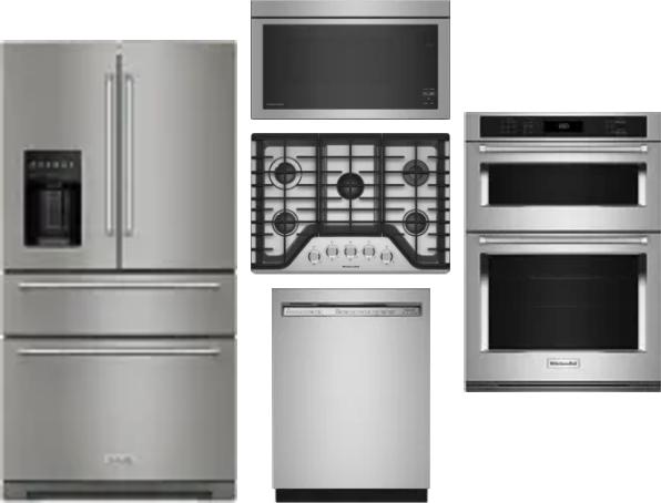 5 Piece Package Includes Refrigerator, Cooktop, Wall Oven, Microwave And Dishwasher