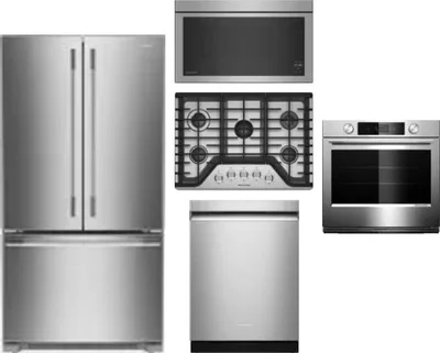 5 Piece Package Includes Refrigerator, Cooktop, Wall Oven, Microwave And Dishwasher
