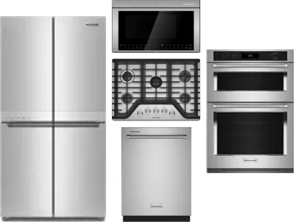 5 Piece Package Includes Refrigerator, Cooktop, Wall Oven, Microwave And Dishwasher