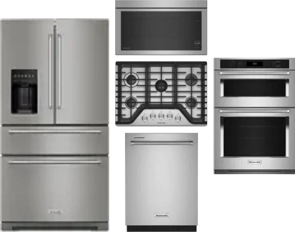5 Piece Package Includes Refrigerator, Cooktop, Wall Oven, Microwave And Dishwasher