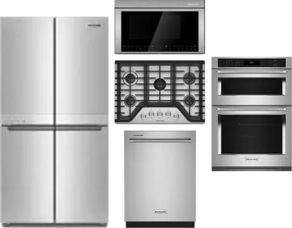 5 Piece Package Includes Refrigerator, Cooktop, Wall Oven, Microwave And Dishwasher