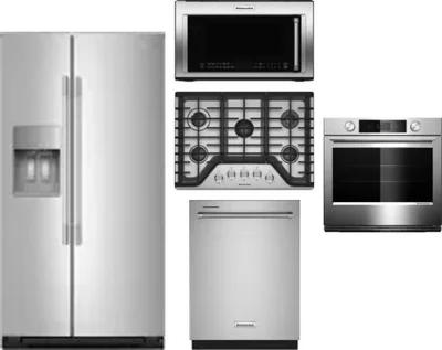 5 Piece Package Includes Refrigerator, Cooktop, Wall Oven, Microwave And Dishwasher