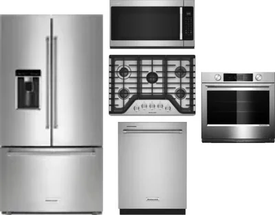 5 Piece Package Includes Refrigerator, Cooktop, Wall Oven, Microwave And Dishwasher