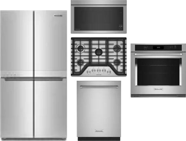 5 Piece Package Includes Refrigerator, Cooktop, Wall Oven, Microwave And Dishwasher