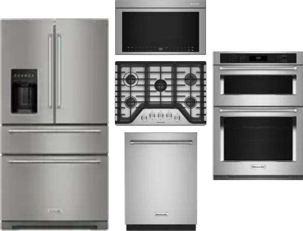 5 Piece Package Includes Refrigerator, Cooktop, Wall Oven, Microwave And Dishwasher