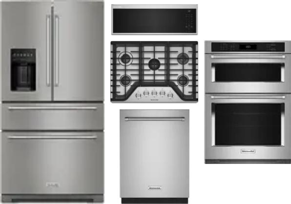 5 Piece Package Includes Refrigerator, Cooktop, Wall Oven, Microwave And Dishwasher