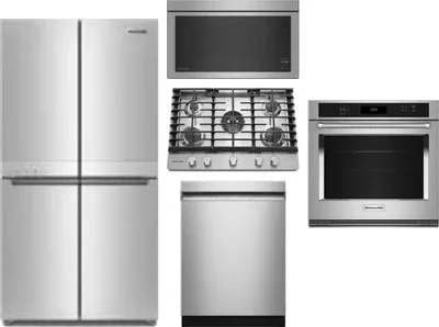 5 Piece Package Includes Refrigerator, Cooktop, Wall Oven, Microwave And Dishwasher