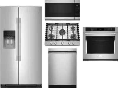5 Piece Package Includes Refrigerator, Cooktop, Wall Oven, Microwave And Dishwasher