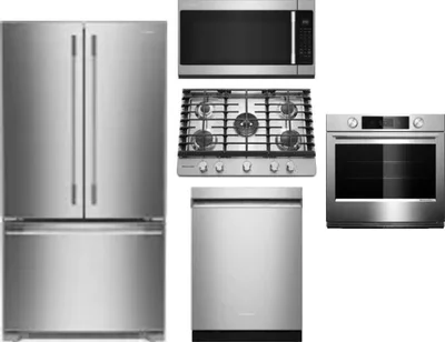 5 Piece Package Includes Refrigerator, Cooktop, Wall Oven, Microwave And Dishwasher