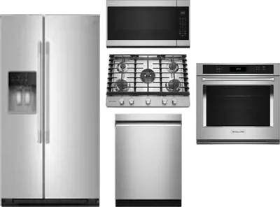 5 Piece Package Includes Refrigerator, Cooktop, Wall Oven, Microwave And Dishwasher