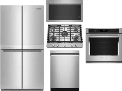 5 Piece Package Includes Refrigerator, Cooktop, Wall Oven, Microwave And Dishwasher