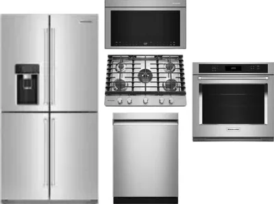 5 Piece Package Includes Refrigerator, Cooktop, Wall Oven, Microwave And Dishwasher