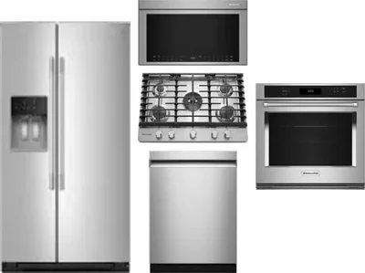5 Piece Package Includes Refrigerator, Cooktop, Wall Oven, Microwave And Dishwasher