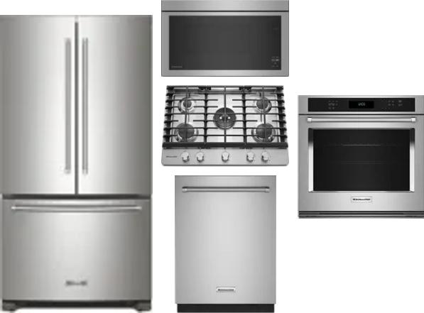 5 Piece Package Includes Refrigerator, Cooktop, Wall Oven, Microwave And Dishwasher