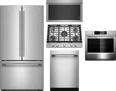 5 Piece Package Includes Refrigerator, Cooktop, Wall Oven, Microwave And Dishwasher