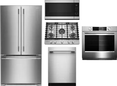 5 Piece Package Includes Refrigerator, Cooktop, Wall Oven, Microwave And Dishwasher