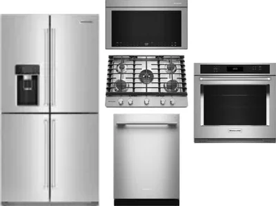 5 Piece Package Includes Refrigerator, Cooktop, Wall Oven, Microwave And Dishwasher