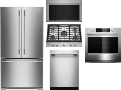 5 Piece Package Includes Refrigerator, Cooktop, Wall Oven, Microwave And Dishwasher