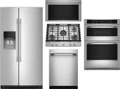 5 Piece Package Includes Refrigerator, Cooktop, Wall Oven, Microwave And Dishwasher