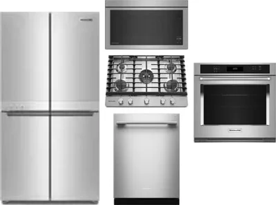 5 Piece Package Includes Refrigerator, Cooktop, Wall Oven, Microwave And Dishwasher