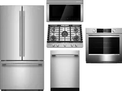 5 Piece Package Includes Refrigerator, Cooktop, Wall Oven, Microwave And Dishwasher