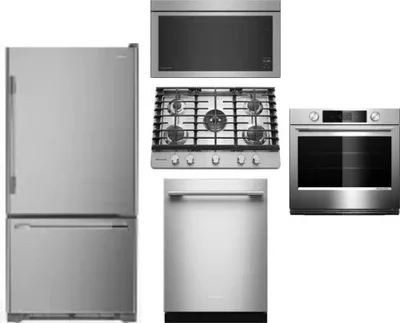 5 Piece Package Includes Refrigerator, Cooktop, Wall Oven, Microwave And Dishwasher