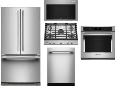 5 Piece Package Includes Refrigerator, Cooktop, Wall Oven, Microwave And Dishwasher