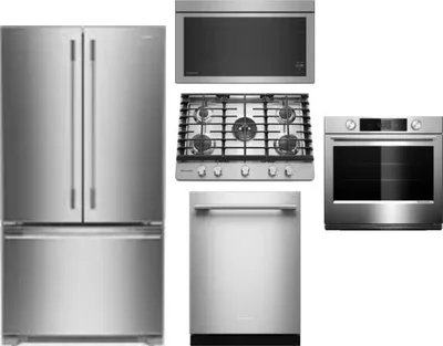 5 Piece Package Includes Refrigerator, Cooktop, Wall Oven, Microwave And Dishwasher